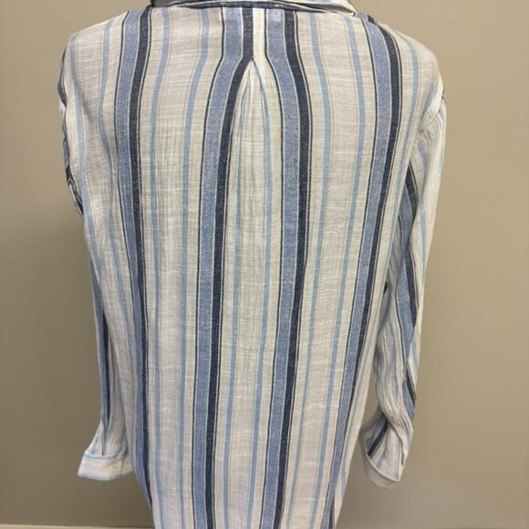 Blue Grey and Cream Blousology Cotton Blouse - Picture 2 of 3